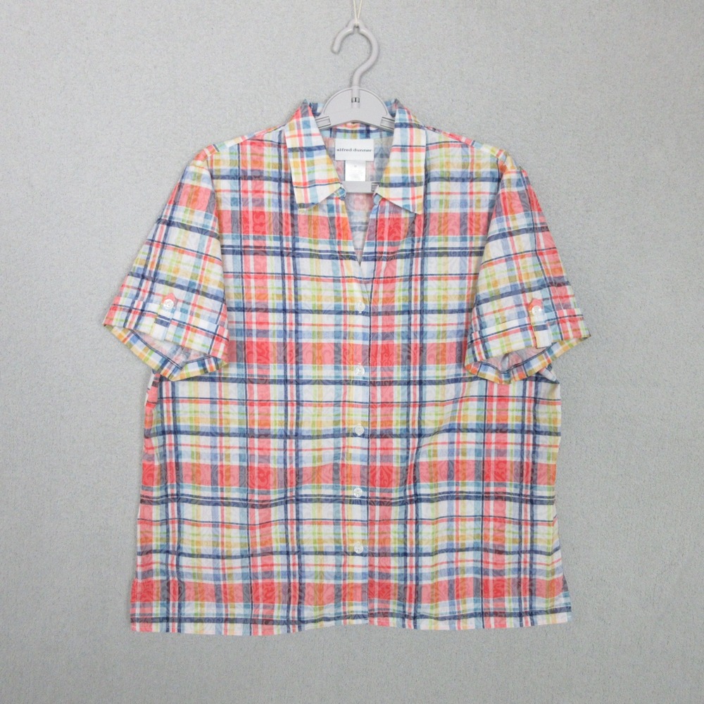 Alfred Dunner Women's‎ Plaid Short Button Front Shirt Sleeve Size M